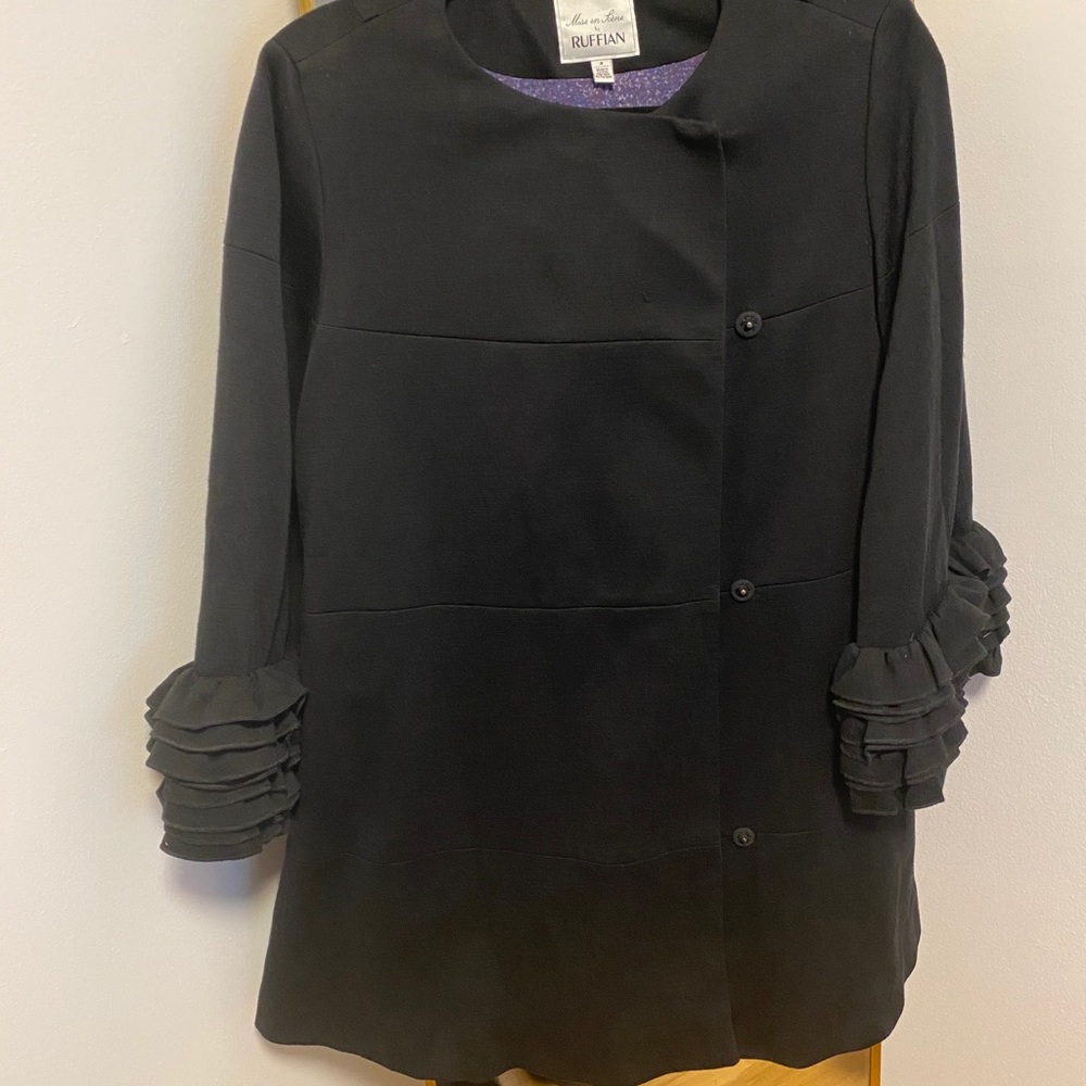 Anthropologie Ruffian cap coat (color: black)